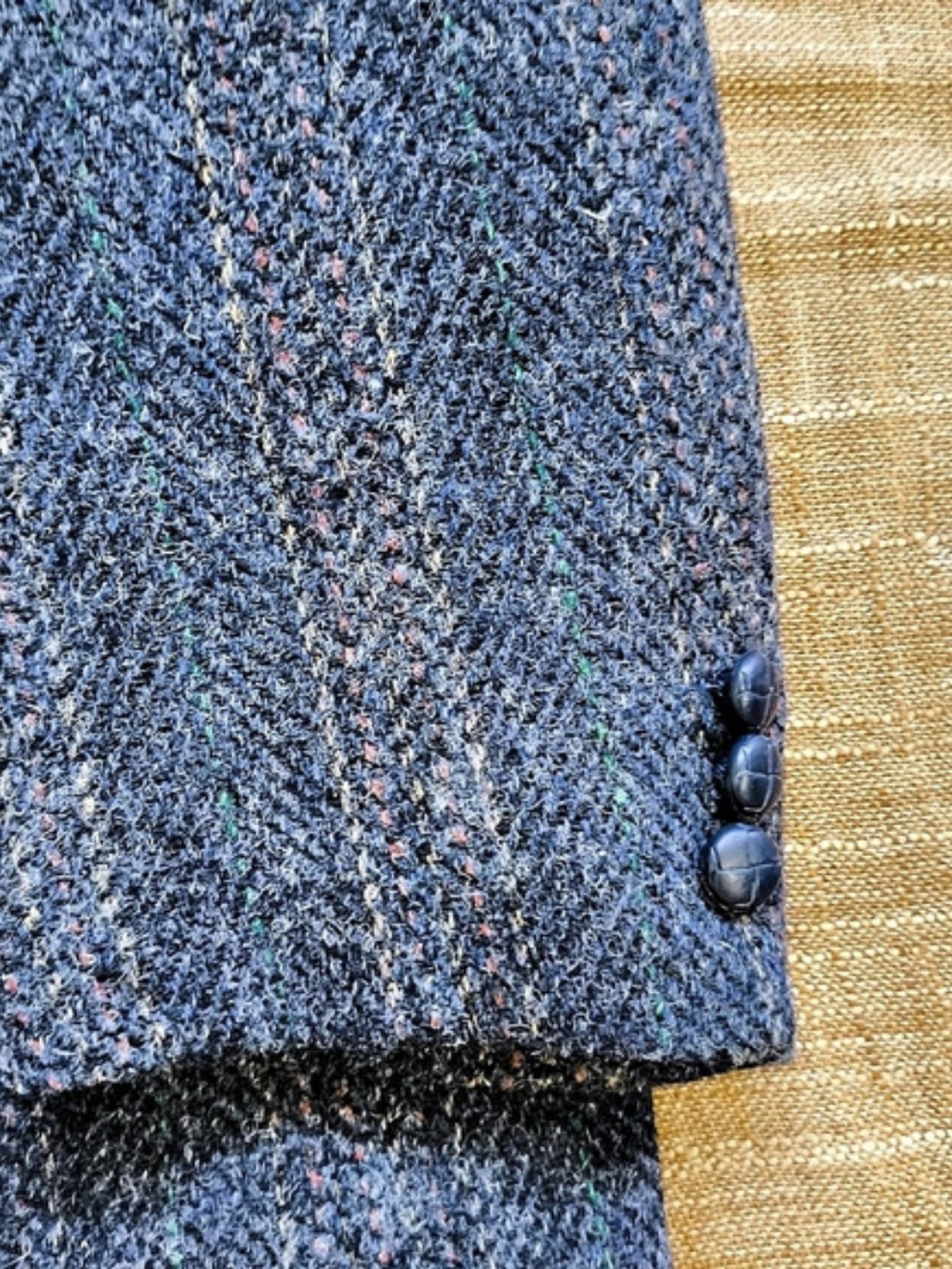 Harris Tweed Wool Sport Coat Striped Herringbone Slate Blue Grey Rust Size 46R - Picture 8 of 16